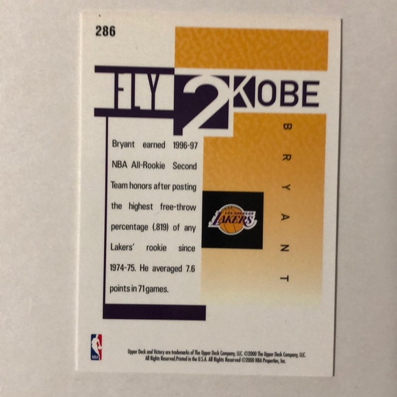 Official Fly 2 Kobe basket ball card #286 - Picture 2 of 2